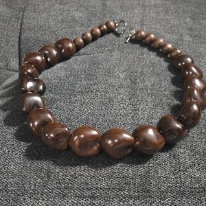 Brown Beaded Necklace- 21"